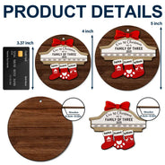 First Christmas As A Family Of Four Stocking Family - Personalized 2-Layered Wooden Ornament