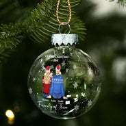 Christmas,Family,Dog Lovers,Cat Lovers,Pet Lovers,Parents,Happy,New Dad,New baby,New Mom - First Christmas As A Family Of Three New Parents - Personalized Ball Ornament