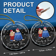 First Christmas As A Family Of Three New Parents - Personalized Circle Glass Ornament
