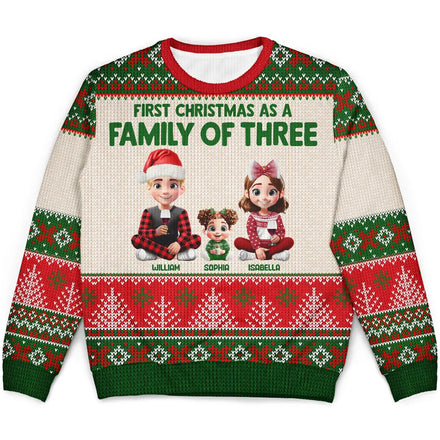 First Christmas As Family - Personalized Unisex Ugly Sweater