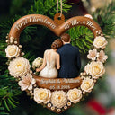 Christmas,Married Couple,Romantic,Gift For Couples,Icon - First Christmas As Mr. & Mrs. Couple Backside - Personalized Custom Shaped Wooden Ornament
