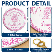 Christmas,Married Couple,Romantic,Gift For Couples,Icon - First Christmas As Mr. & Mrs. Romantic Couple - Personalized Circle Ceramic Ornament