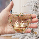 Christmas,Married Couple,Romantic,Gift For Couples,Icon - First Christmas As Mr. & Mrs. Vintage - Personalized Heart Shaped Glass Ornament