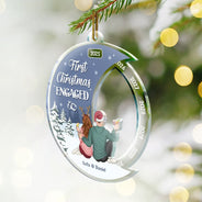 Gift For Couples,Gift For Wife,Gift For Husband,Gift For Women,Gift For Men,Anniversary,Christmas,Love,Happy - First Christmas As Mr & Mrs - Personalized Custom Shaped Acrylic Ornament