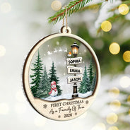 Adorable,First Christmas,Christmas,Family,Icon - First Christmas Family Road Sign - Personalized 2-Layered Mix Ornament