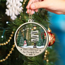 Adorable,First Christmas,Christmas,Family,Icon - First Christmas Family Road Sign - Personalized 2-Layered Mix Ornament