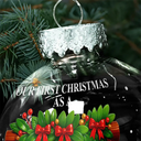 Family,Pet Lovers,Pet Mom,Pet Dad,Pet Couple,Dog Lovers,Dog Couple,Dog Mom,Dog Dad,Cat Lovers,Cat Mom,Cat Dad,Cat Couple,Happy,Christmas - First Christmas Stocking Family - Personalized Ball Ornament