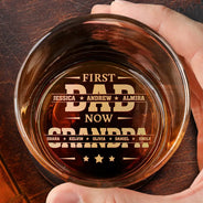 Gift For Grandpa,Gift For Father,Non-Eng,Proud - First Dad Now Grandpa - Personalized Engraved Whiskey Glass