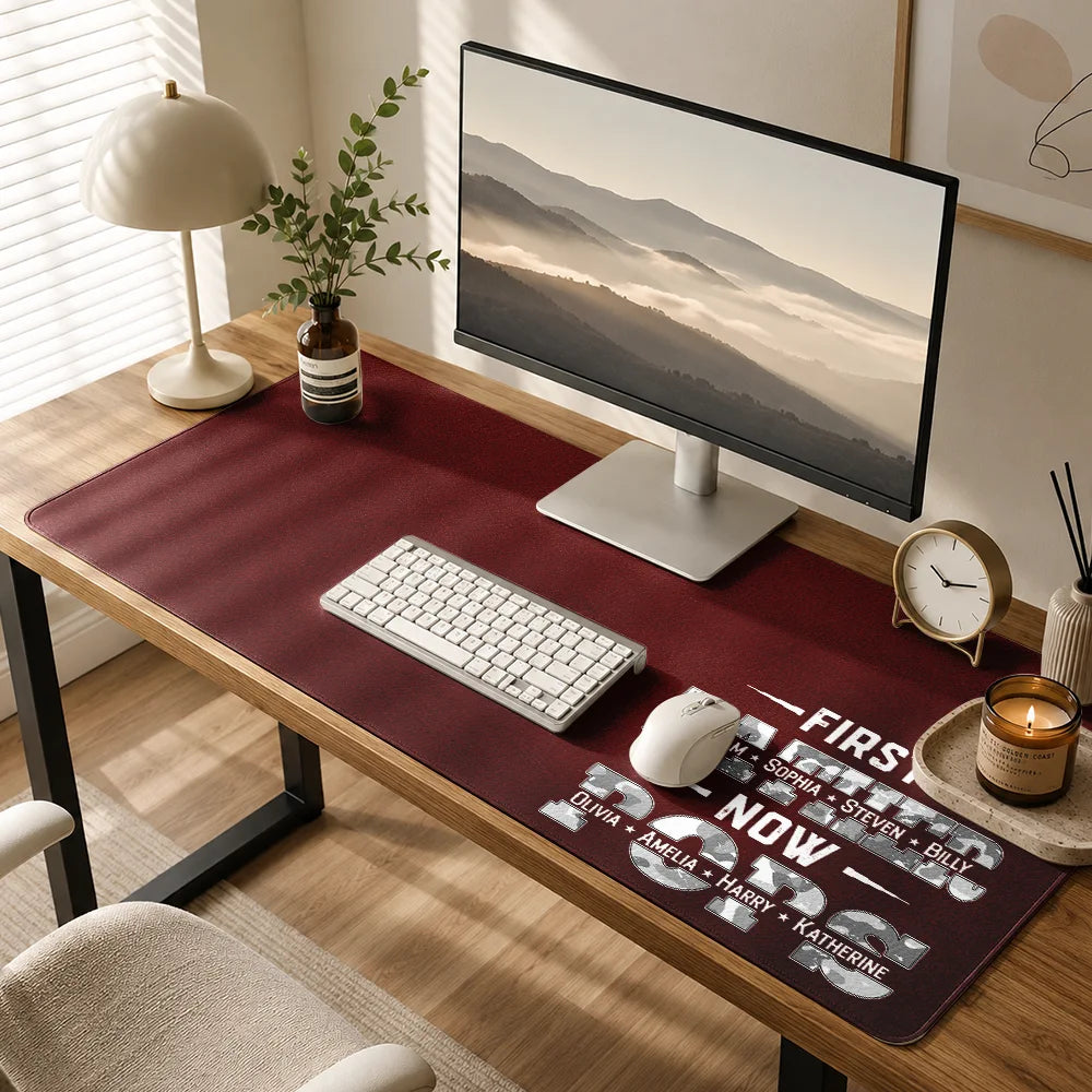 Gift For Father,Gift For Grandpa,Grandpa - Grandkids,Dad - Children,Independence Day,Non-Eng,Special Font,Confident - First Dad Now Grandpa - Personalized Leather Desk Mat
