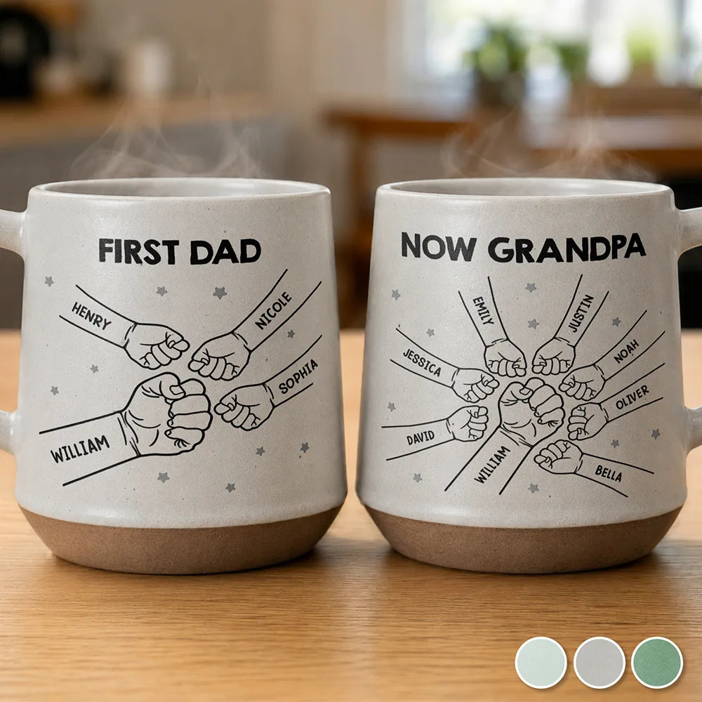 Gift For Father,Adorable,Icon - First Dad Now Grandpa Fist Bumps - Personalized Conical Mug