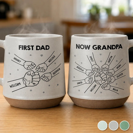 First Dad Now Grandpa Fist Bumps - Personalized Conical Mug