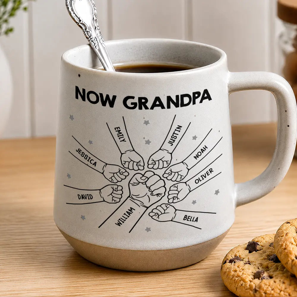Gift For Father,Adorable,Icon - First Dad Now Grandpa Fist Bumps - Personalized Conical Mug