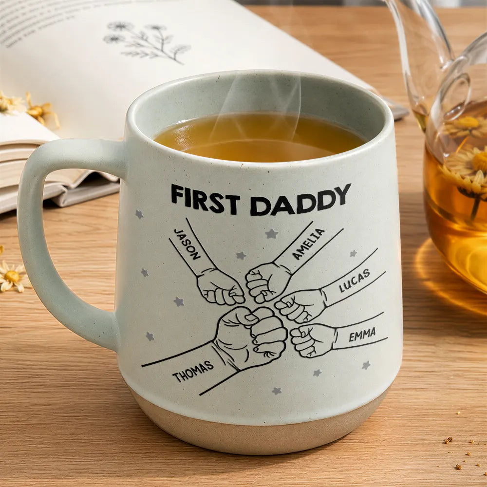 Gift For Father,Adorable,Icon - First Dad Now Grandpa Fist Bumps - Personalized Conical Mug