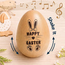 Gift For Kids,Grandma - Grandkids,Gift For Grandkids,Dad - Children,Mom - Children,Easter,Happy - First Easter Cute Bunny With Name - Personalized Musical Wooden Easter Egg Shaker