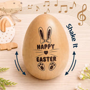 Gift For Kids,Grandma - Grandkids,Gift For Grandkids,Dad - Children,Mom - Children,Easter,Happy - First Easter Cute Bunny With Name - Personalized Musical Wooden Easter Egg Shaker