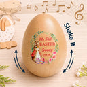 Easter,Non-Eng,Gift For Kids,Gift For Grandkids,Grandma - Grandkids,Grandpa - Grandkids,Dad - Children,Mom - Children,Happy - First Easter With Adorable Bunny - Personalized Musical Wooden Easter Egg Shaker