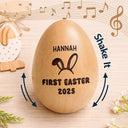 Gift For Kids,Gift For Grandkids,Non-Eng - First Easter With Custom Name - Personalized Musical Wooden Easter Egg Shaker