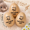 Gift For Kids,Gift For Grandkids,Non-Eng - First Easter With Custom Name - Personalized Musical Wooden Easter Egg Shaker