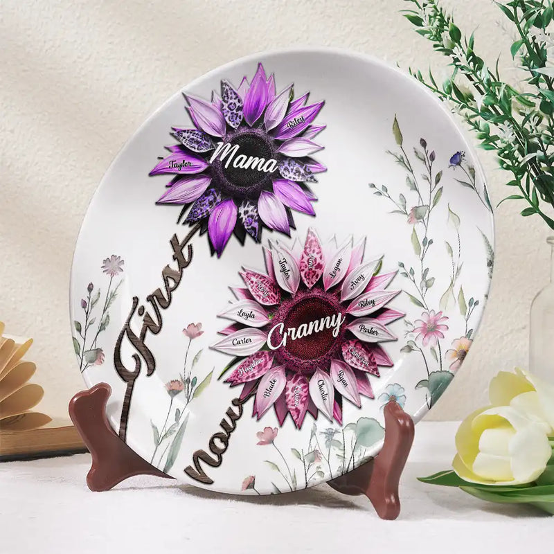 Gift For Grandma,Love - First Mom Now Grandma - Personalized Ceramic Plate