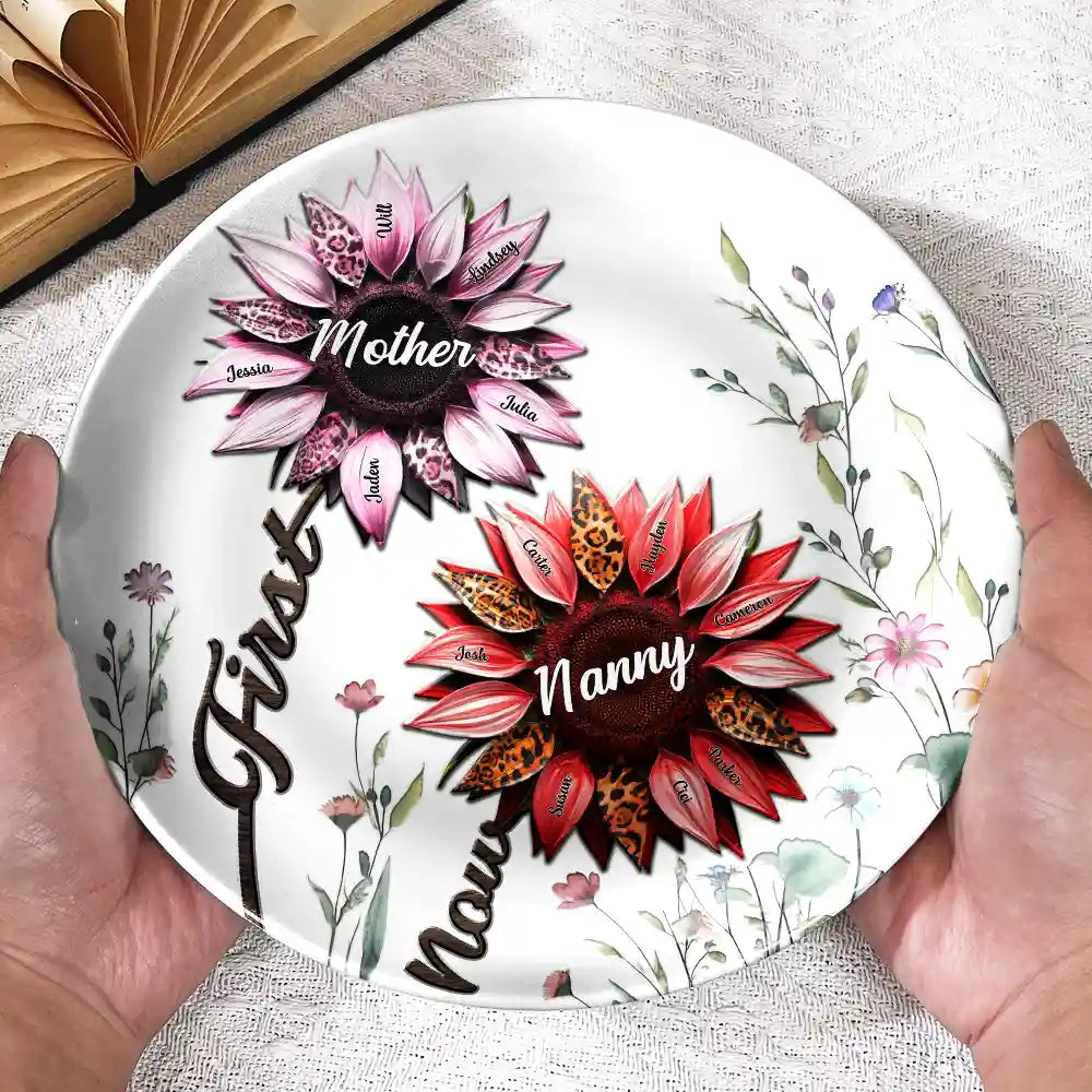 Gift For Grandma,Love - First Mom Now Grandma - Personalized Ceramic Plate