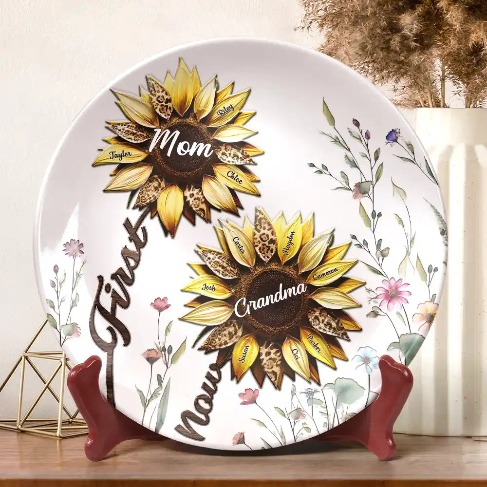 Gift For Grandma,Love - First Mom Now Grandma - Personalized Ceramic Plate