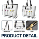 Gift For Mother, Gift For Grandma, Love, Happy - First Mom Now Grandma 3D Effect Birth Flowers - Personalized Leather Tote Bag