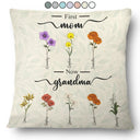 Gift For Wife,Gift For Mother,Gift For Grandma,Happy - First Mom Now Grandma Birth Flowers - Personalized Pillow