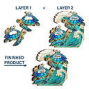 Summer, Gift For Grandma, Grandma - Grandkids, Beach, Happy - First Mom Now Grandma Stained Glass Turtle - Personalized Custom Shaped Wooden Plaque