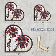 Gift For Mother,Gift For Grandma,Independence Day,Love - First Mom Now Grandma Sunflower America - Personalized 2-Layered Wooden Plaque With Stand