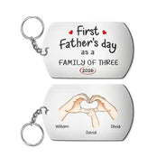 Gift For Father,Gift For Men,Happy,Vector - First Time Ever As A Family Of Three - Personalized Aluminum Keychain