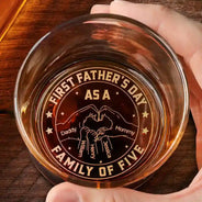 Gift For Father,Family,Gift For Mother,Non-Eng,Icon,Humorous - First Time Ever As A Family Of Three - Personalized Engraved Whiskey Glass
