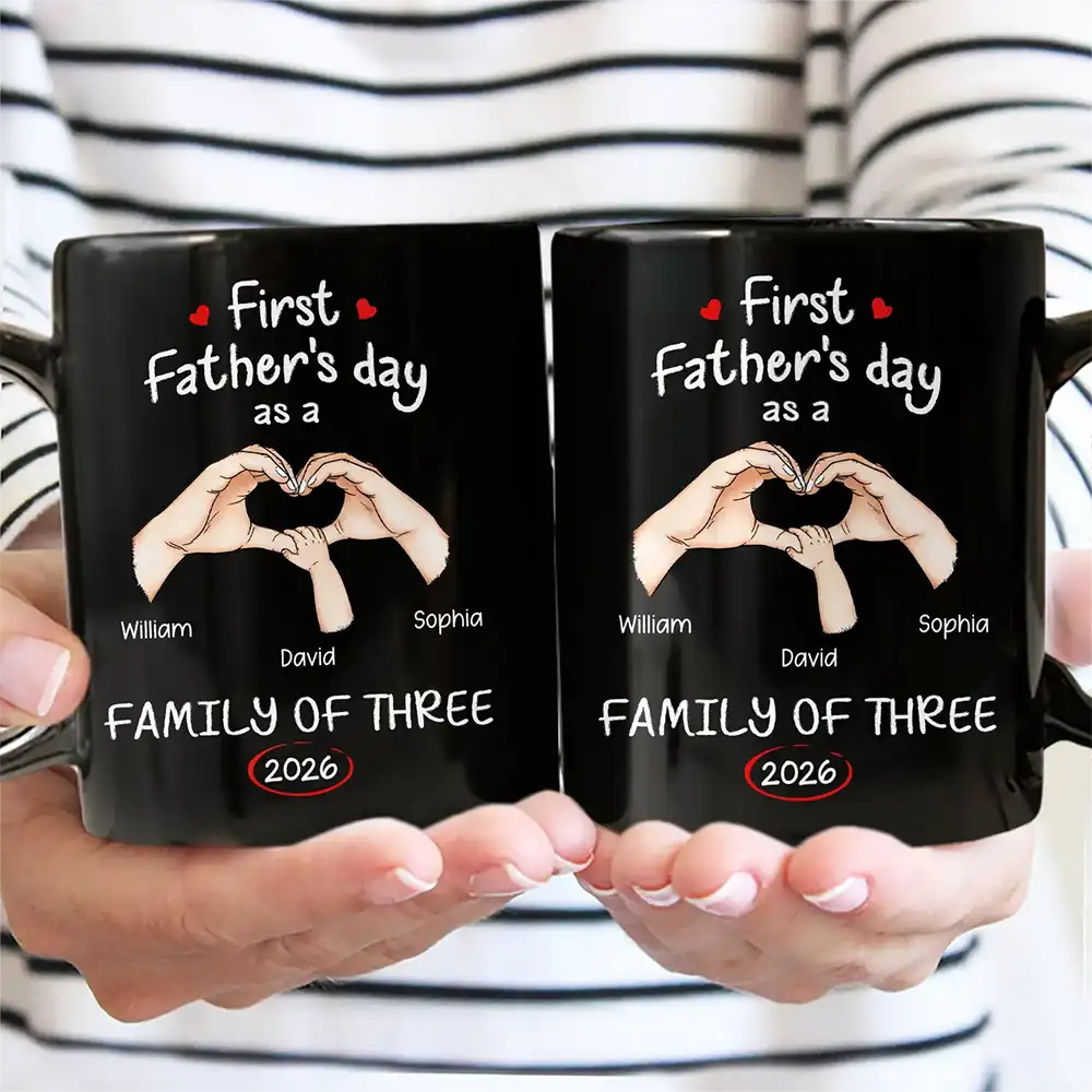 Gift For Mother,Gift For Father,Gift For Kids,Gift For Men,Gift For Women,Happy,Family - First Time Ever As A Family Of Three - Personalized Mug