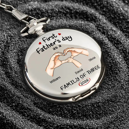 First Time Ever As A Family Of Three - Personalized Pocket Watch