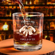Gift For Father,Gift For Men,Happy,Vector - First Time Ever As A Family Of Three - Personalized Whiskey Glass