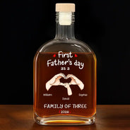 Gift For Father,Gift For Men,Happy,Vector - First Time Ever As A Family Of Three - Personalized Whiskey Bottle
