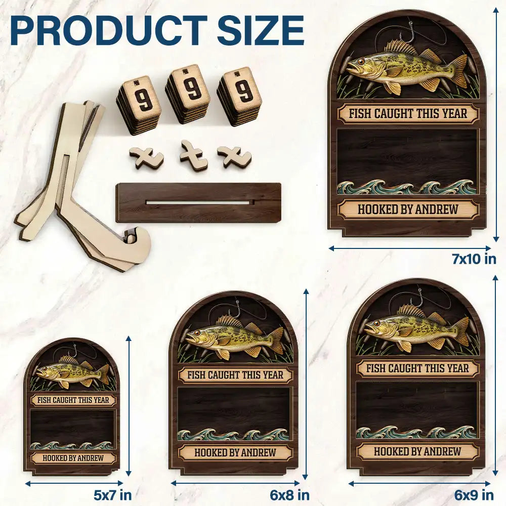 Fish Caught This Year Just One More Cast - Personalized 2-Layered Wooden Tracker Sign