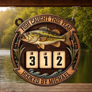 Gift For Men,Fishing,Happy - Fish Caught This Year Just One More Cast - Personalized Hanging Tracker Sign