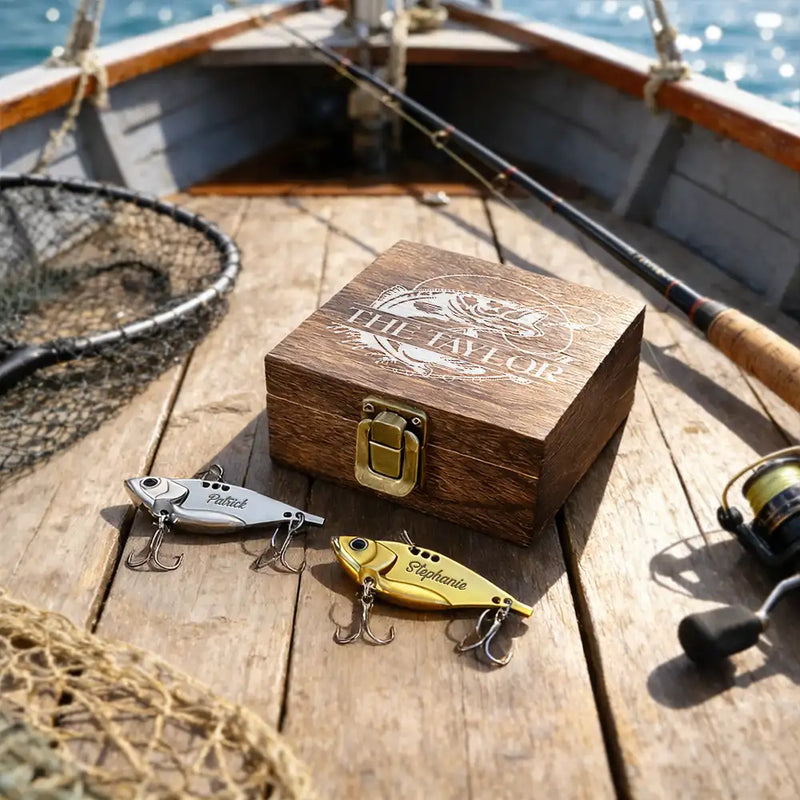 Fishing,Funny,Gift For Men,Gift For Women - Fish Name Monogram - Personalized Metal Fish Lure Set