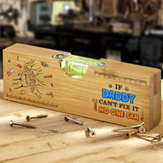 Gift For Father,Gift For Grandpa,Gift For Men,Happy,Vector,Humorous - Fist Bump If Dad Can't Fix It No One Can - Personalized Bottle Opener Wood Level