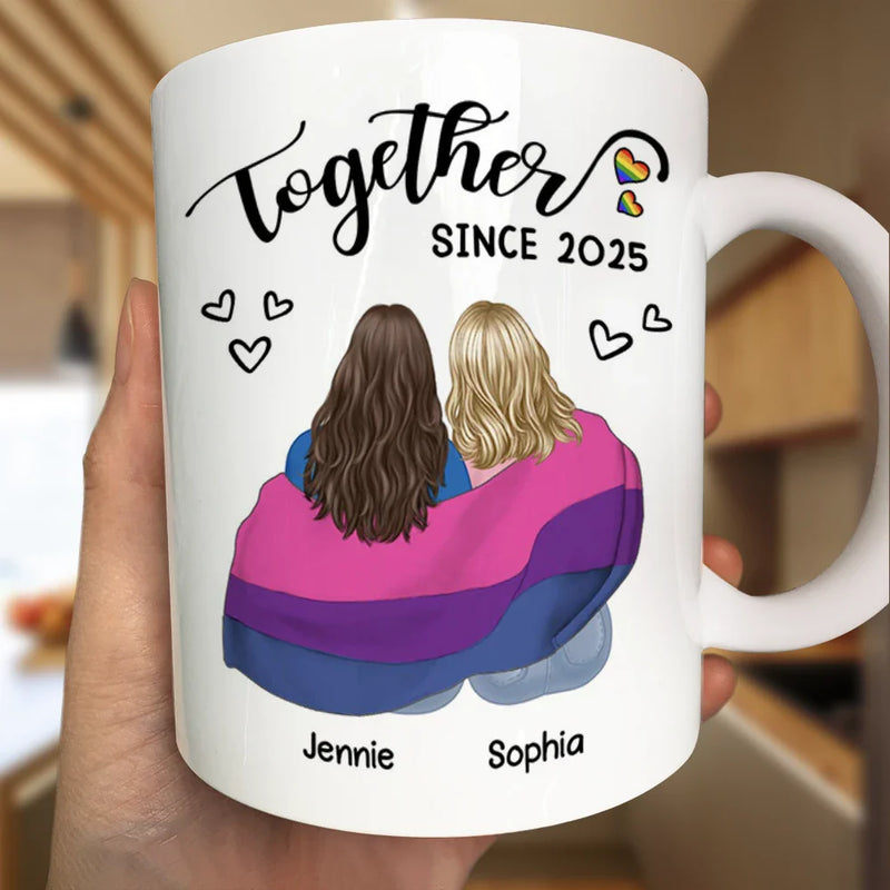 Gift For Couples, Gift For Husband, Gift For Wife, Gift For Boyfriend, Gift For Girlfriend, LGBT, Love - Flag Together Since - Personalized Mug