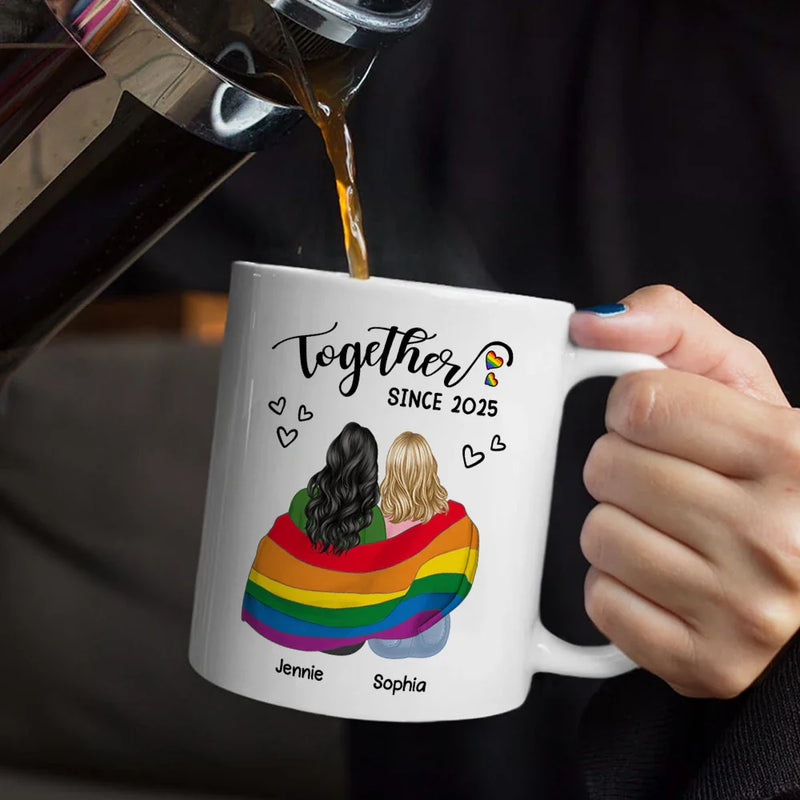 Gift For Couples, Gift For Husband, Gift For Wife, Gift For Boyfriend, Gift For Girlfriend, LGBT, Love - Flag Together Since - Personalized Mug