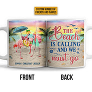 Flamingo Bestie The Beach Is Calling Custom Mug