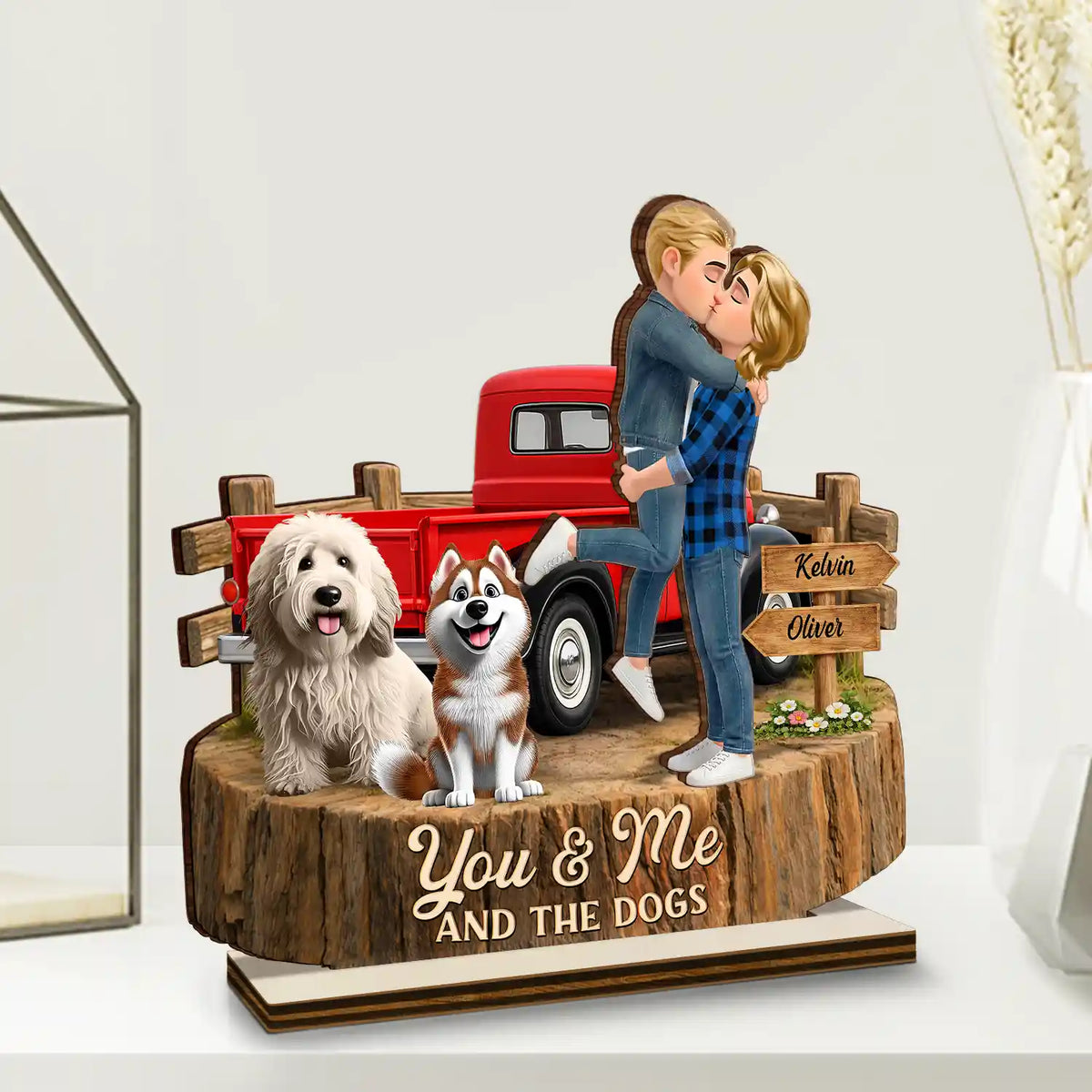 Gift For Couples,Gift For Husband,Gift For Wife,Gift For Boyfriend,Gift For Girlfriend,LGBT,Love - Flannel Standing Couple You And Me We Got This - Personalized Custom Shaped Wooden Plaque