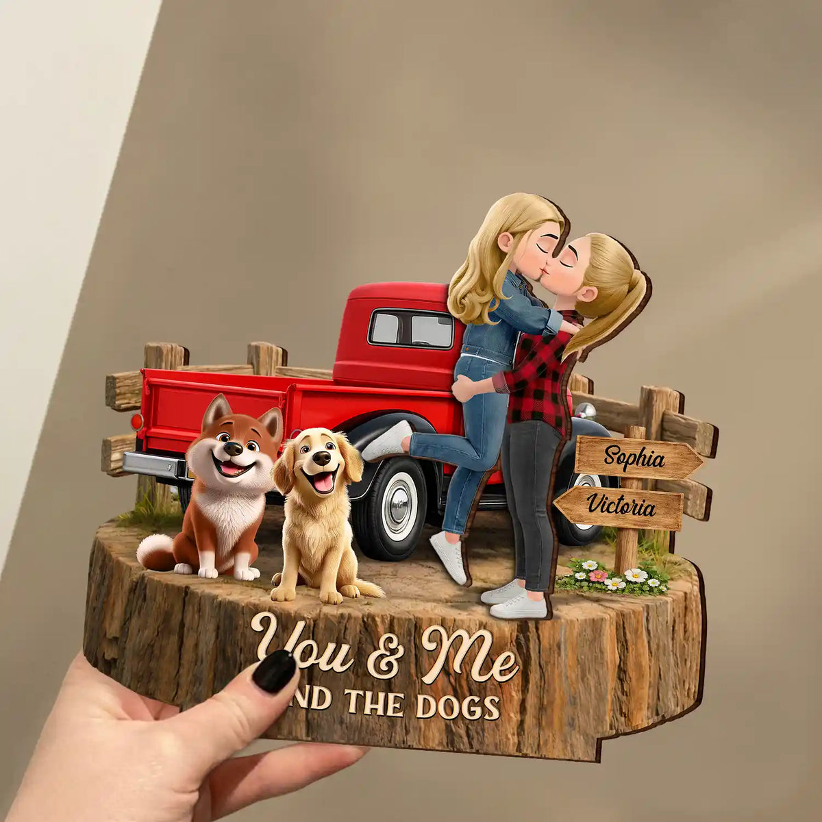 Gift For Couples,Gift For Husband,Gift For Wife,Gift For Boyfriend,Gift For Girlfriend,LGBT,Love - Flannel Standing Couple You And Me We Got This - Personalized Custom Shaped Wooden Plaque