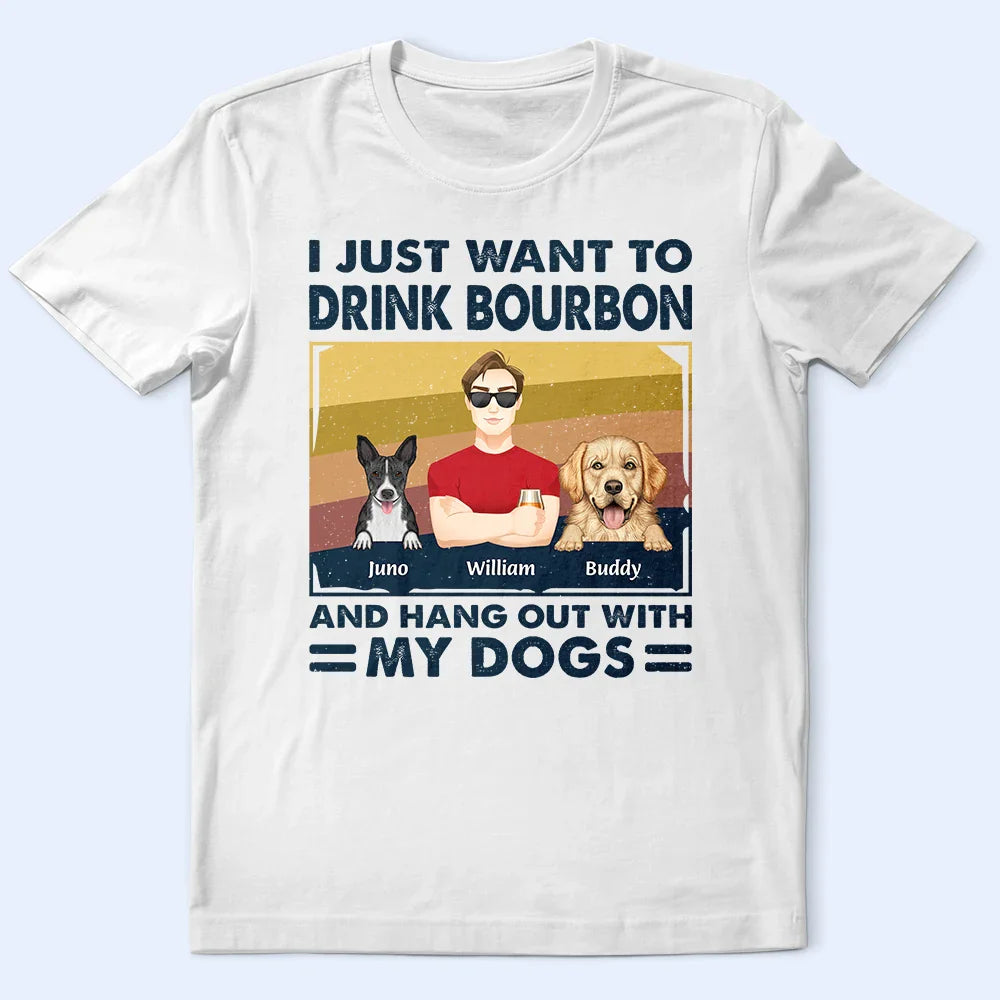 Pet Lovers, Pet Dad, Happy - Flat Art I Like Beer & Hang Out With My Dogs - Personalized T Shirt