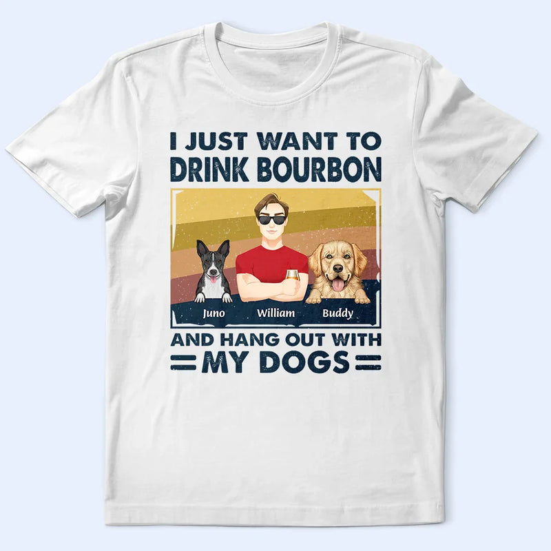 Pet Lovers, Pet Dad, Happy - Flat Art I Like Beer & Hang Out With My Dogs - Personalized T Shirt