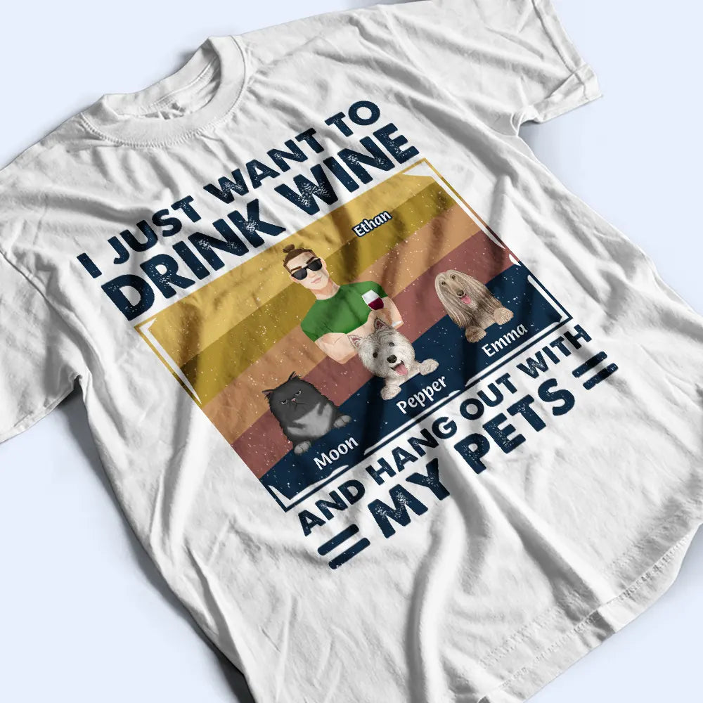 Pet Lovers, Pet Dad, Happy - Flat Art I Like Beer & Hang Out With My Dogs - Personalized T Shirt