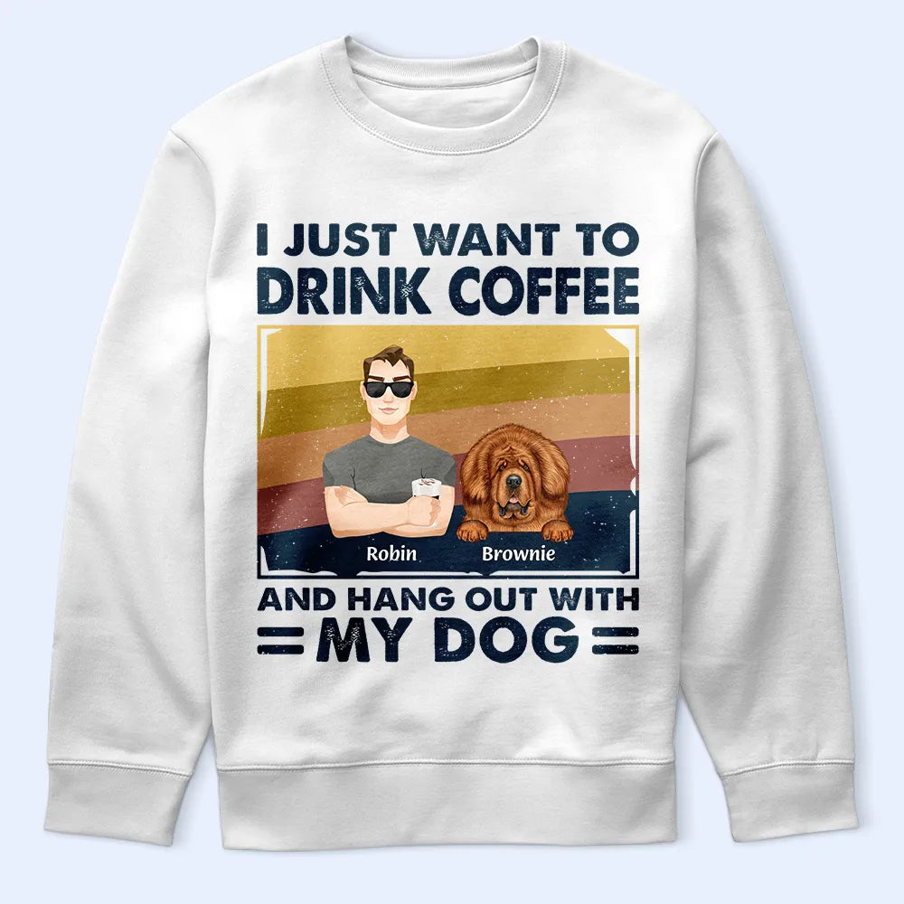 Pet Lovers, Pet Dad, Happy - Flat Art I Like Beer & Hang Out With My Dogs - Personalized T Shirt