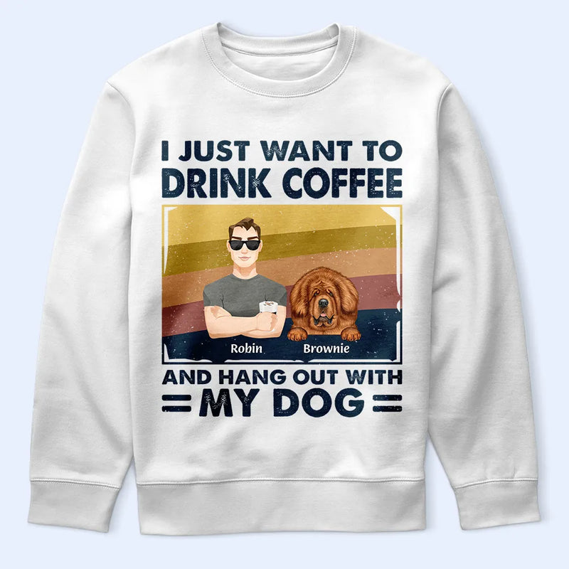 Pet Lovers, Pet Dad, Happy - Flat Art I Like Beer & Hang Out With My Dogs - Personalized T Shirt