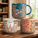Christmas,Cozy,Reading,Gift For Yourself,Icon - Floral Bookself Reading Mug - Personalized Pottery Mug
